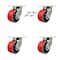 Service Caster 6'' Heavy Duty Red Poly on Cast Iron Caster Set with Swivel Locks , 4PK CRAN-SCC-KP92S630-PUR-RS-BSL-4 - alternate 1